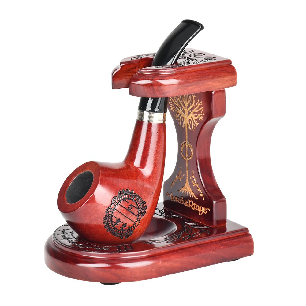Pulsar Shire Pipes x LoTR HOBBITON Pipe & MIDDLE-EARTH Pipe Stand Bundle - 5.25", BDD Wholesale