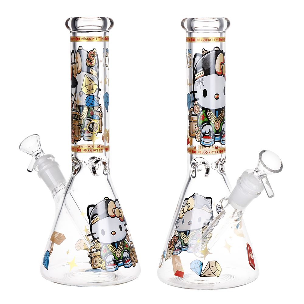 Swagged Out Kitty Beaker Glass Water Pipe - 10" / 14mm F, BDD Wholesale