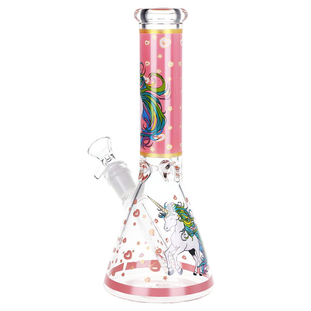 Pink Unicorn Beaker Glass Water Pipe - 10" / 14mm F, BDD Wholesale