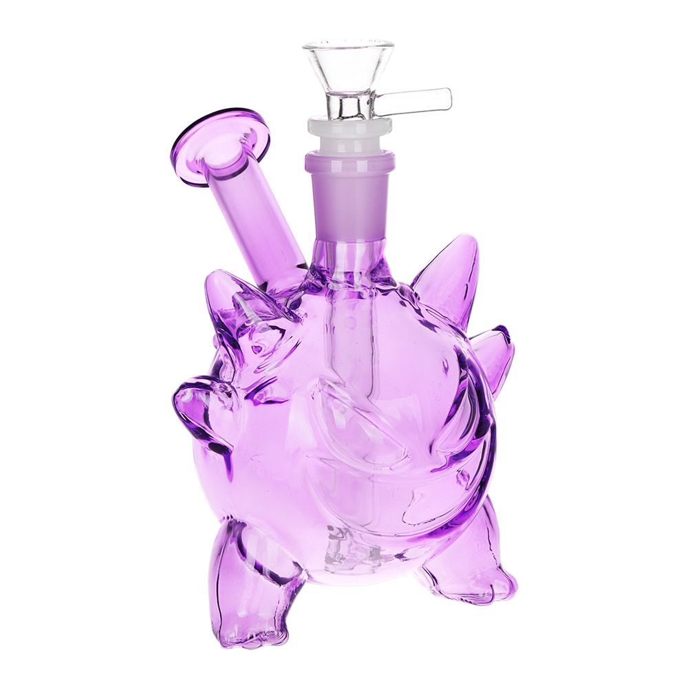 Purple Pocket Monster Glass Water Pipe - 5.75" / 14mm F / "Ghost Type", BDD Wholesale
