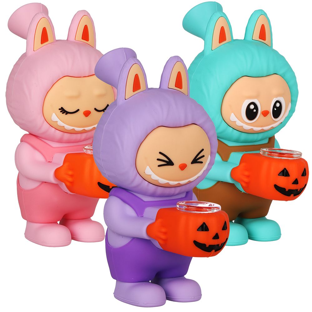 3CT BUNDLE - Halloween Funny Animal Silicone Water Pipe - 6" / Assorted Colors, BDD Wholesale
