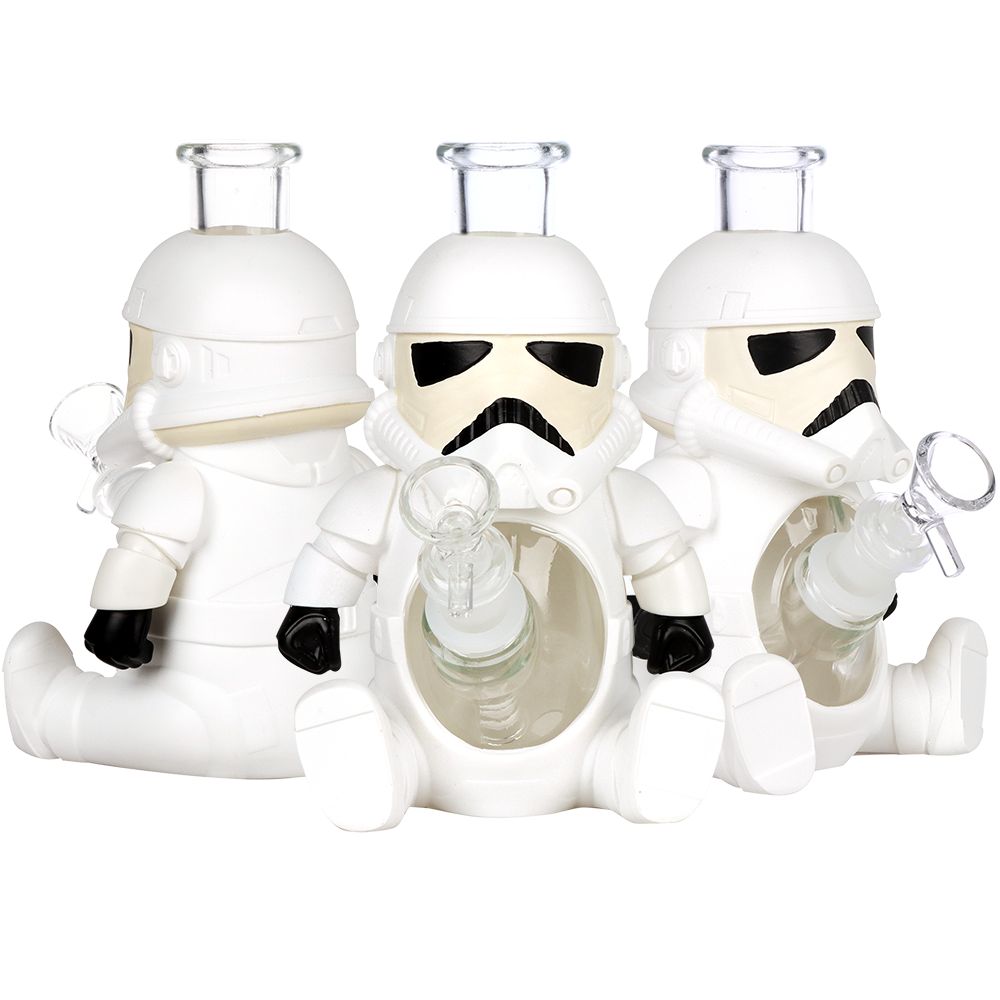 3CT BUNDLE - Smoke Trooper Glass & Vinyl Water Pipe - 7" / 14mm F, BDD Wholesale