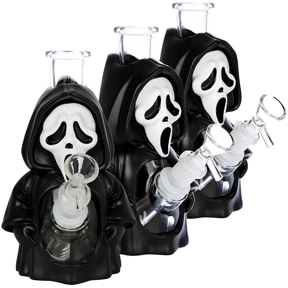 3CT BUNDLE - Scary Masked Glass & Vinyl Water Pipe - 6.6" / 14mm F, BDD Wholesale