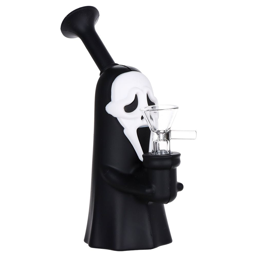 Scary Mask Silicone Water Pipe w Glass Bowl - 6.3" / 14mm F, BDD Wholesale