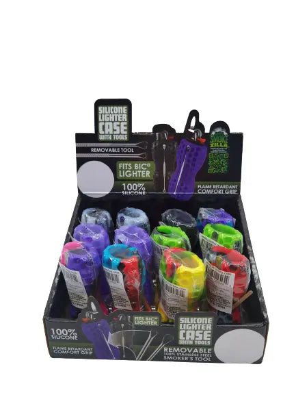 Silicone Lighter Case with Tools - 12 Pieces Per Retail Ready Display 22525 SMOKEZILLA