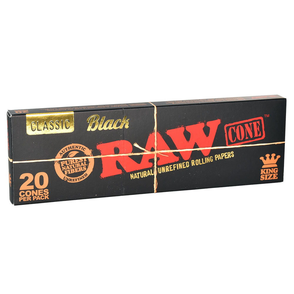 12PC DISP - RAW Black Pre-Rolled Cones - 20pk/King Size, BDD Wholesale