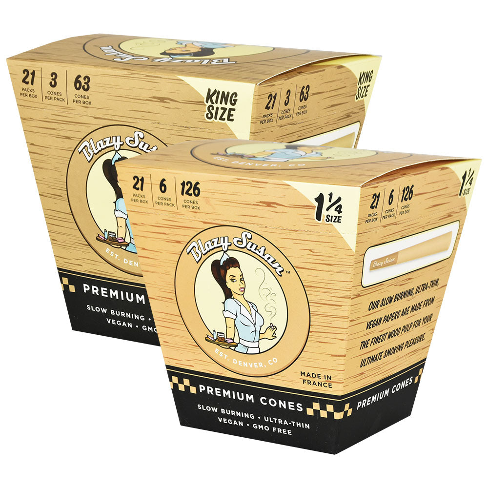 Blazy Susan Unbleached Pre-Rolled Cones | 21pc Display, BDD Wholesale