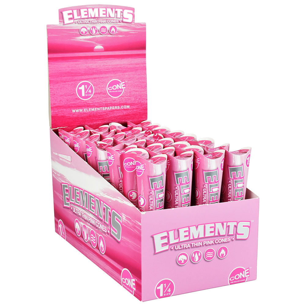 Elements Ultra Thin Pink Cones | 32pc Display, BDD Wholesale