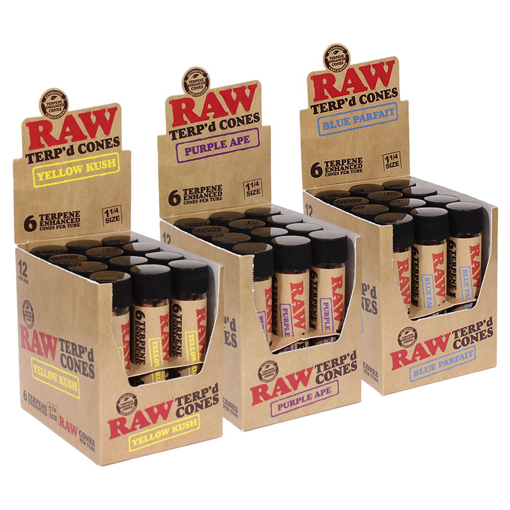 RAW TERP'd Cones | 1 1/4 | 6pc | 12pk Display, BDD Wholesale