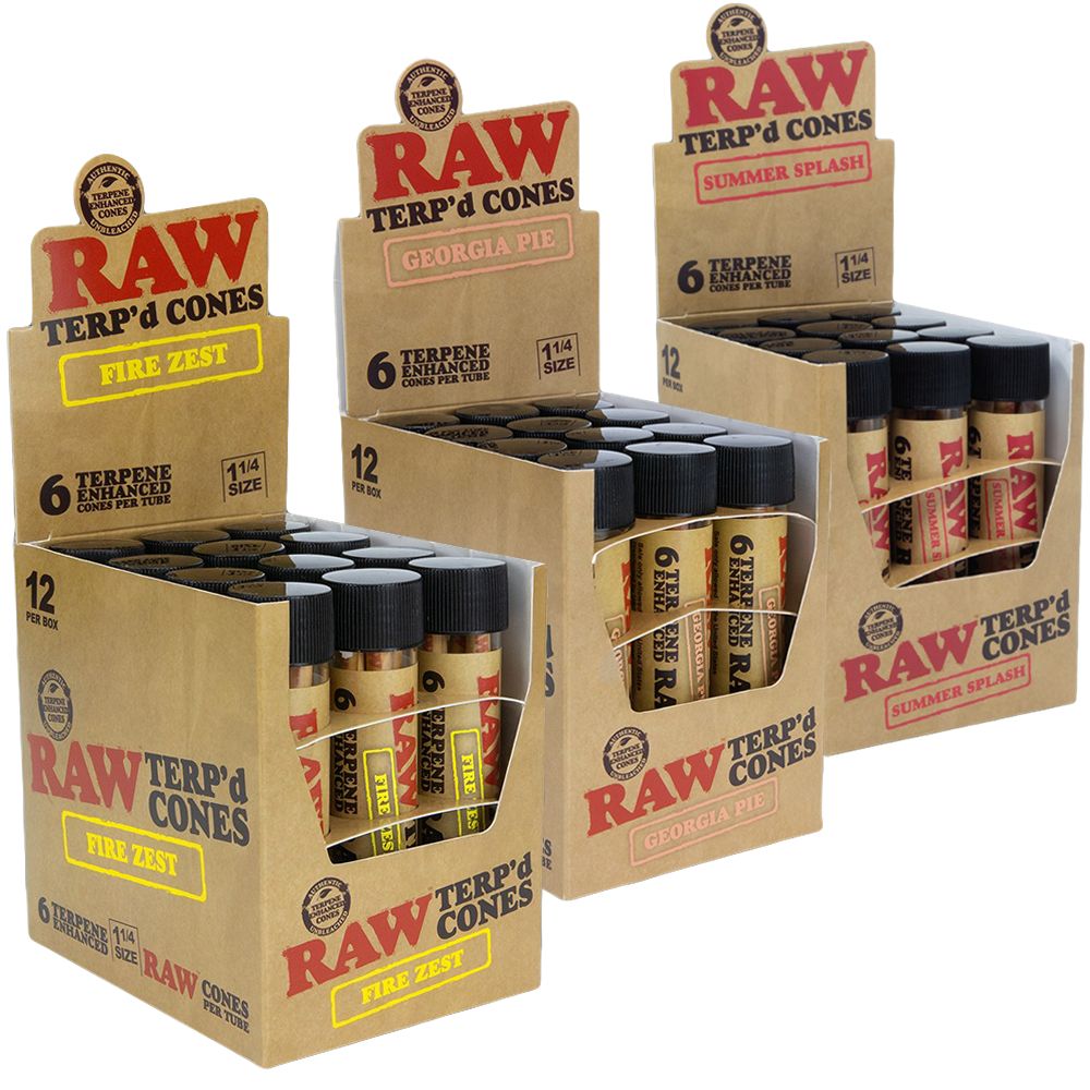 RAW TERP'd Cones | 1 1/4 | 6pc | 12pk Display, BDD Wholesale