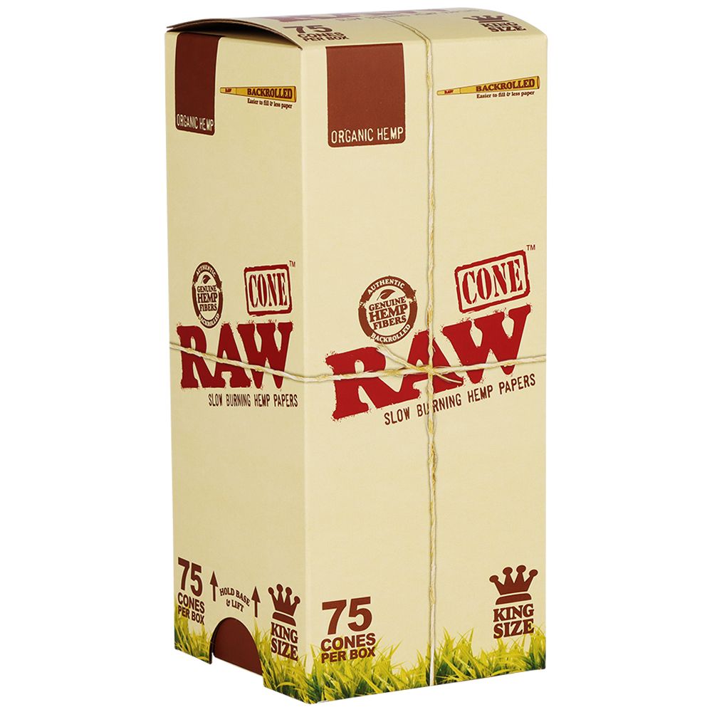 RAW Backrolled Organic Hemp Cones | King Size | 75ct Box, BDD Wholesale