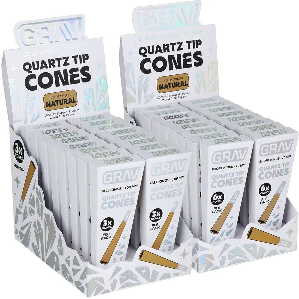 GRAV Quartz Tip Pre-Rolled Cones | Natural | 16pk Display, BDD Wholesale