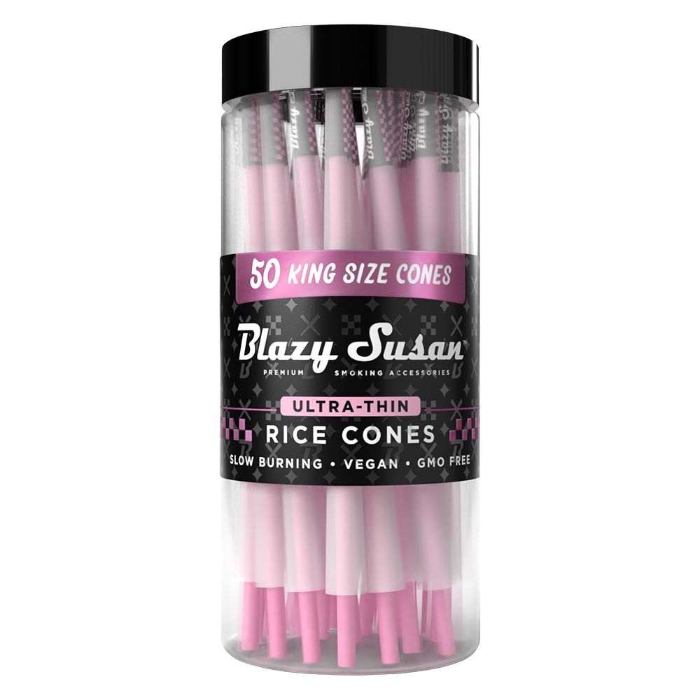 Blazy Susan Ultra Thin Rice Pre-Rolled Cones | 50ct Jar, BDD Wholesale