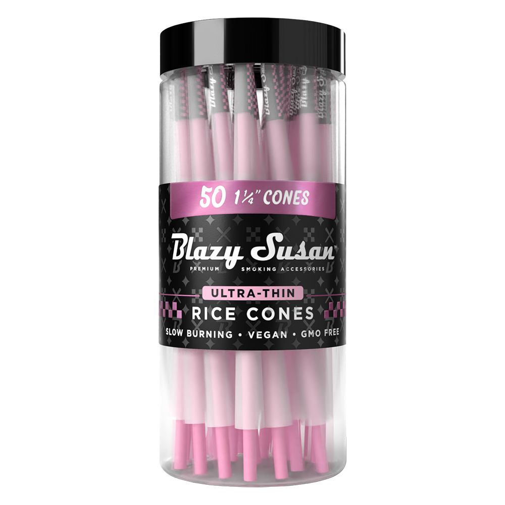 Blazy Susan Ultra Thin Rice Pre-Rolled Cones | 50ct Jar, BDD Wholesale