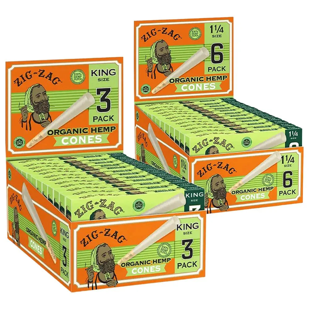 Zig Zag Organic Hemp Cones | 24pk Display, BDD Wholesale