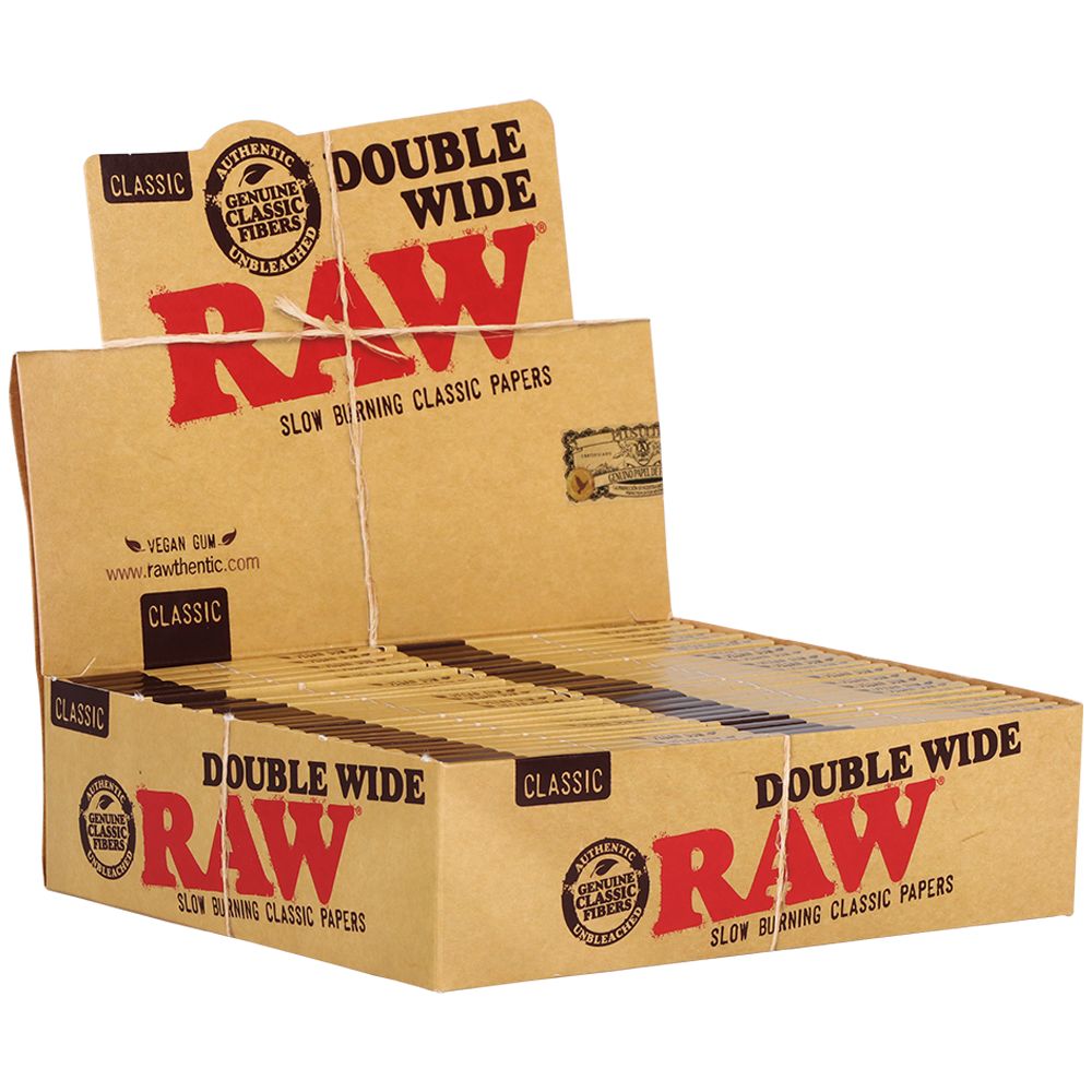 50CT DISPLAY - RAW Classic Double Wide Rolling Papers - 34pc, BDD Wholesale
