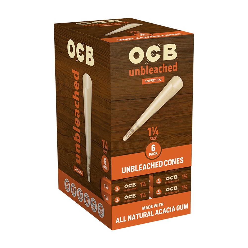 OCB Unbleached Pre-Rolled Cones | 24pk Display, BDD Wholesale