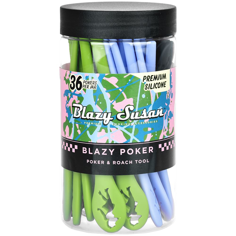 36CT JAR - Blazy Susan Silicone Poker And Roach Tool - 5.2", BDD Wholesale