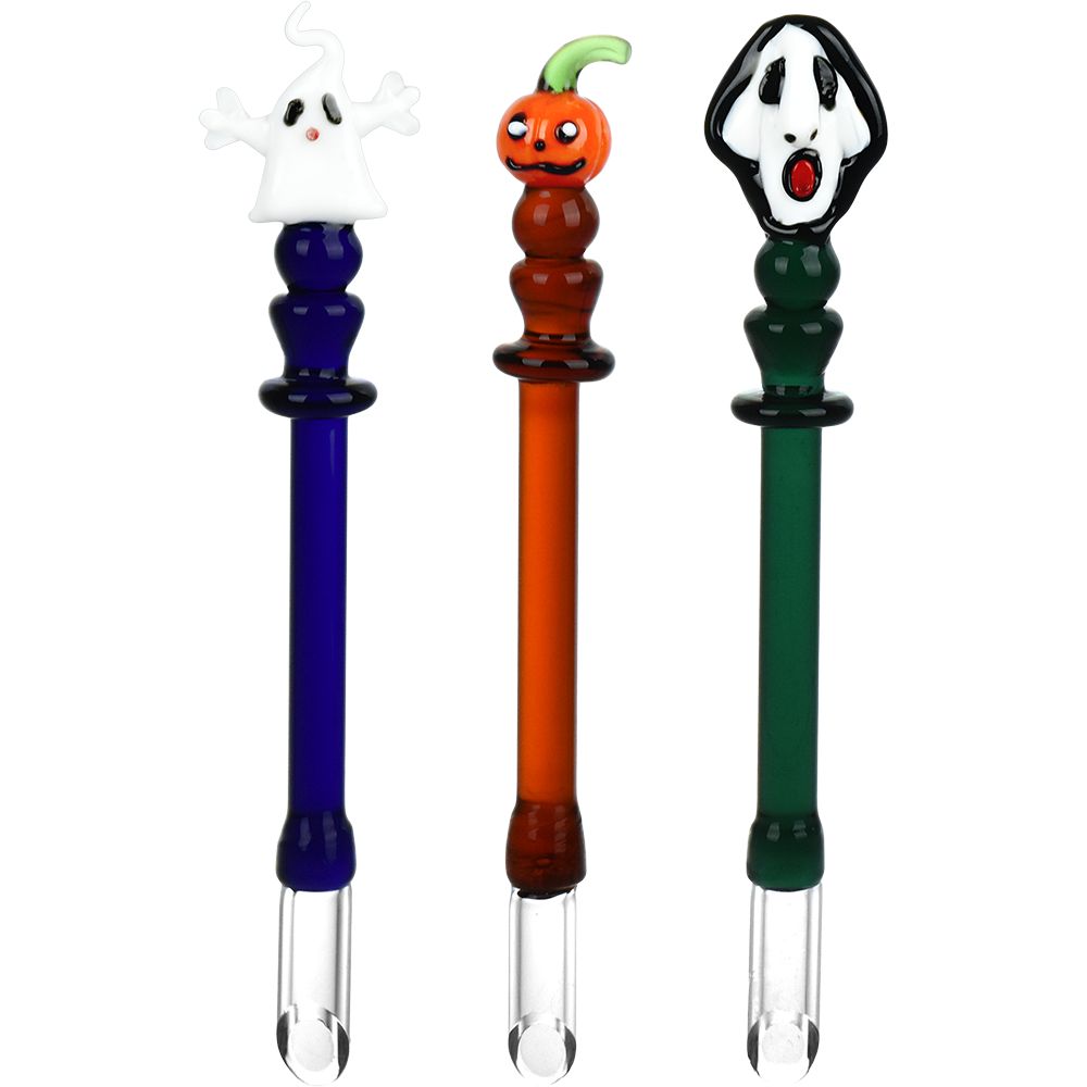 3CT BUNDLE - Uncanny Valley Halloween Assortment Scoop Tip Glass Dab Tools - 5.75", BDD Wholesale