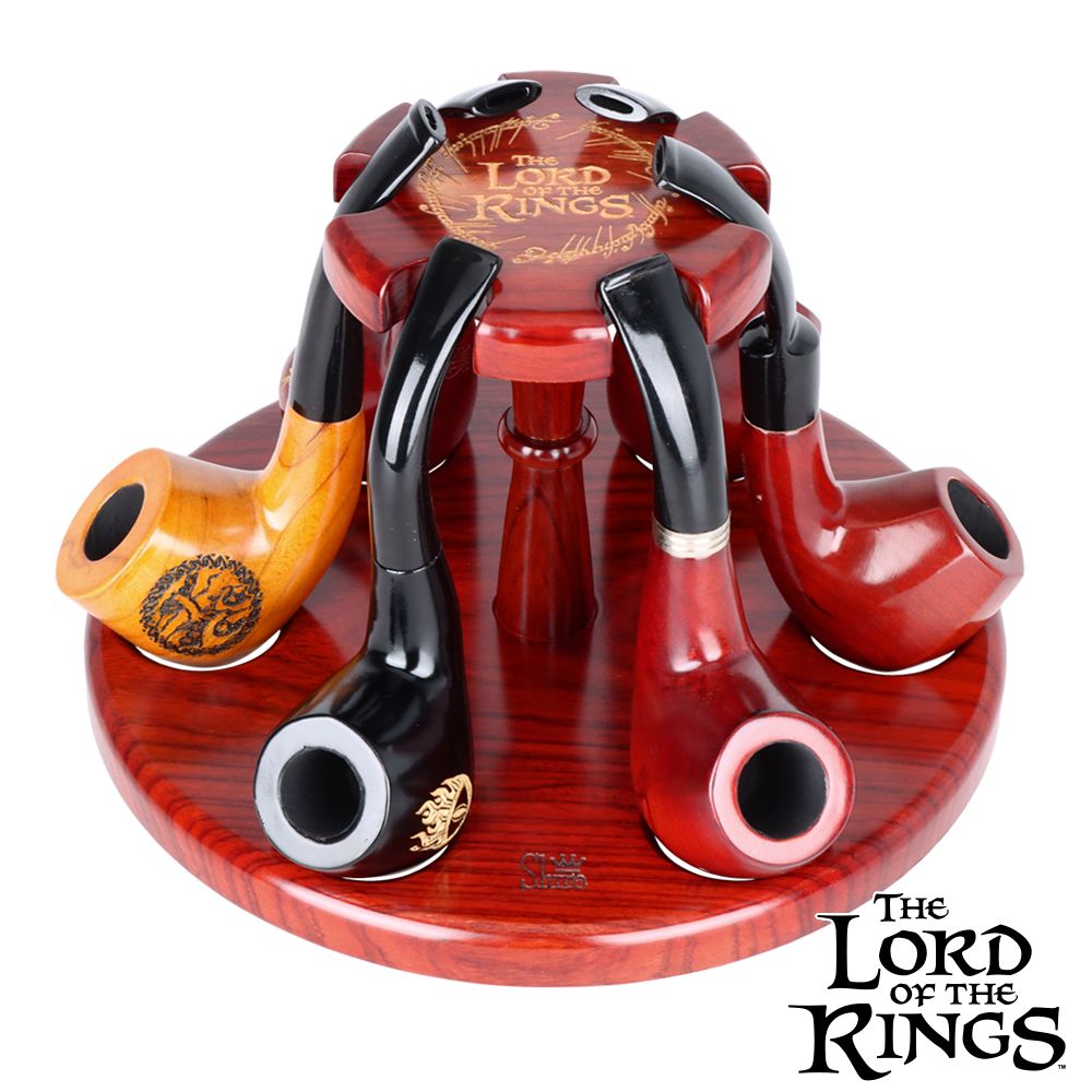 Pulsar Shire Pipes x LoTR COUNCIL OF ELROND Multi-Pipe Wood Display Stand - 8"x5", BDD Wholesale