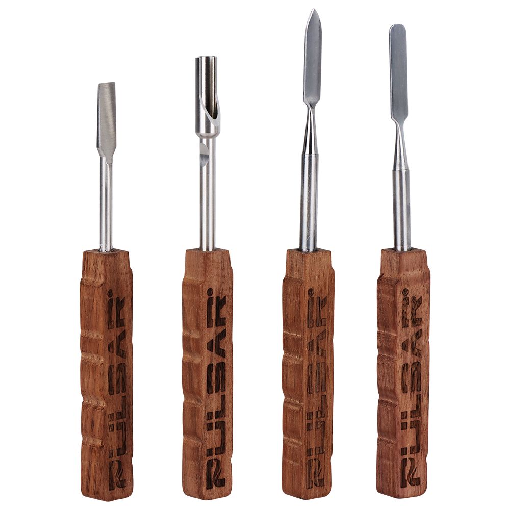 4CT BUNDLE - Pulsar Grove Wooden Dab Tool w/ Stainless Steel Tip - 5"-5.8" / Assorted Styles, BDD Wholesale