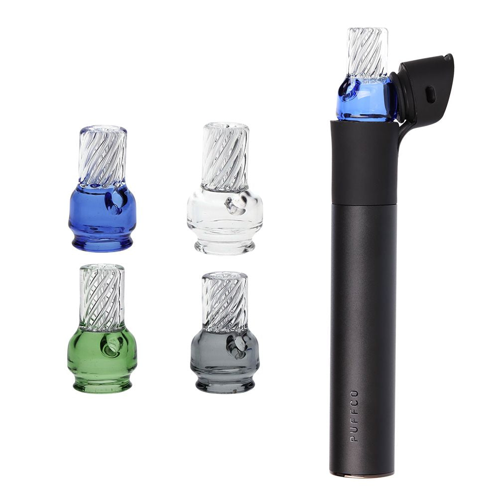 Pulsar Vortex Glass Mouthpiece Attachement for Puffco Pivot w/ Display Stand - Colors Vary, BDD Wholesale