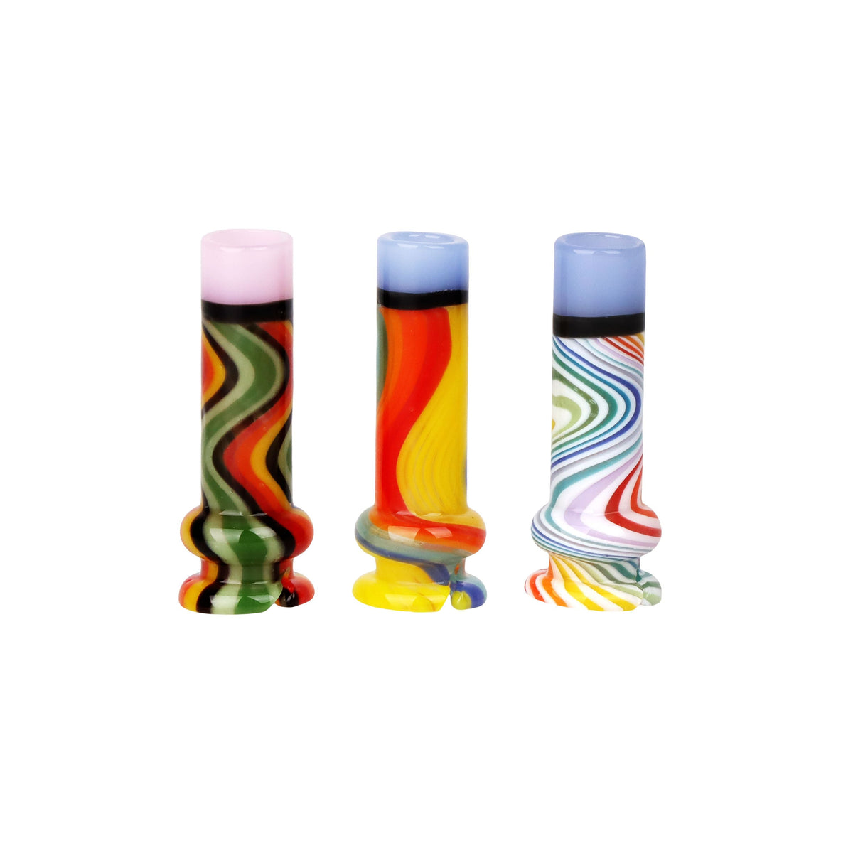 Pulsar Candy Stripe Glass Mouthpiece Attachment for Puffco Pivot w/ Display Stand - Colors Vary, BDD Wholesale