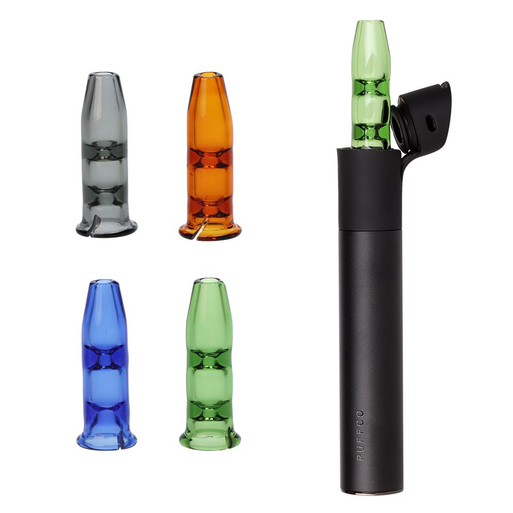 Pulsar Bullet Tip Glass Mouthpiece Attachment for Puffco Pivot w/ Display Stand - Colors Vary, BDD Wholesale
