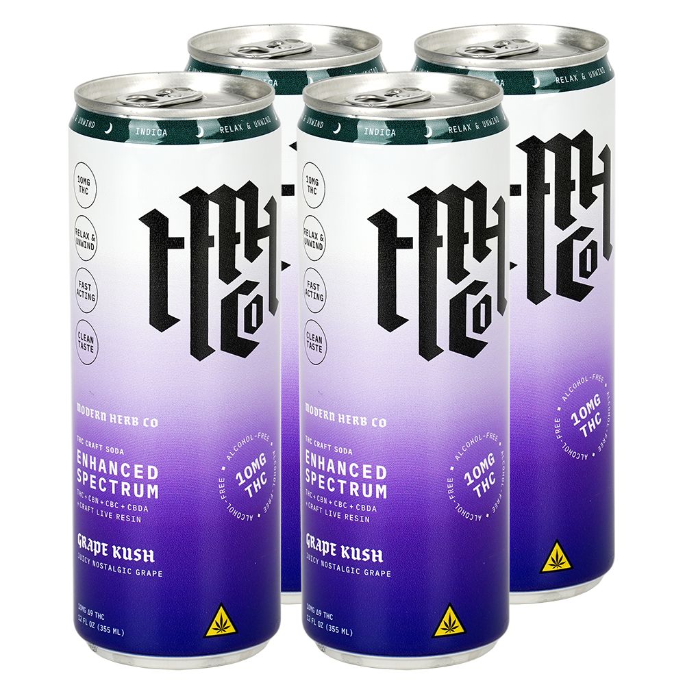 Modern Herb Co D9 THC Blend Craft Soda | 12oz | 10mg | 4ct Pack, BDD Wholesale