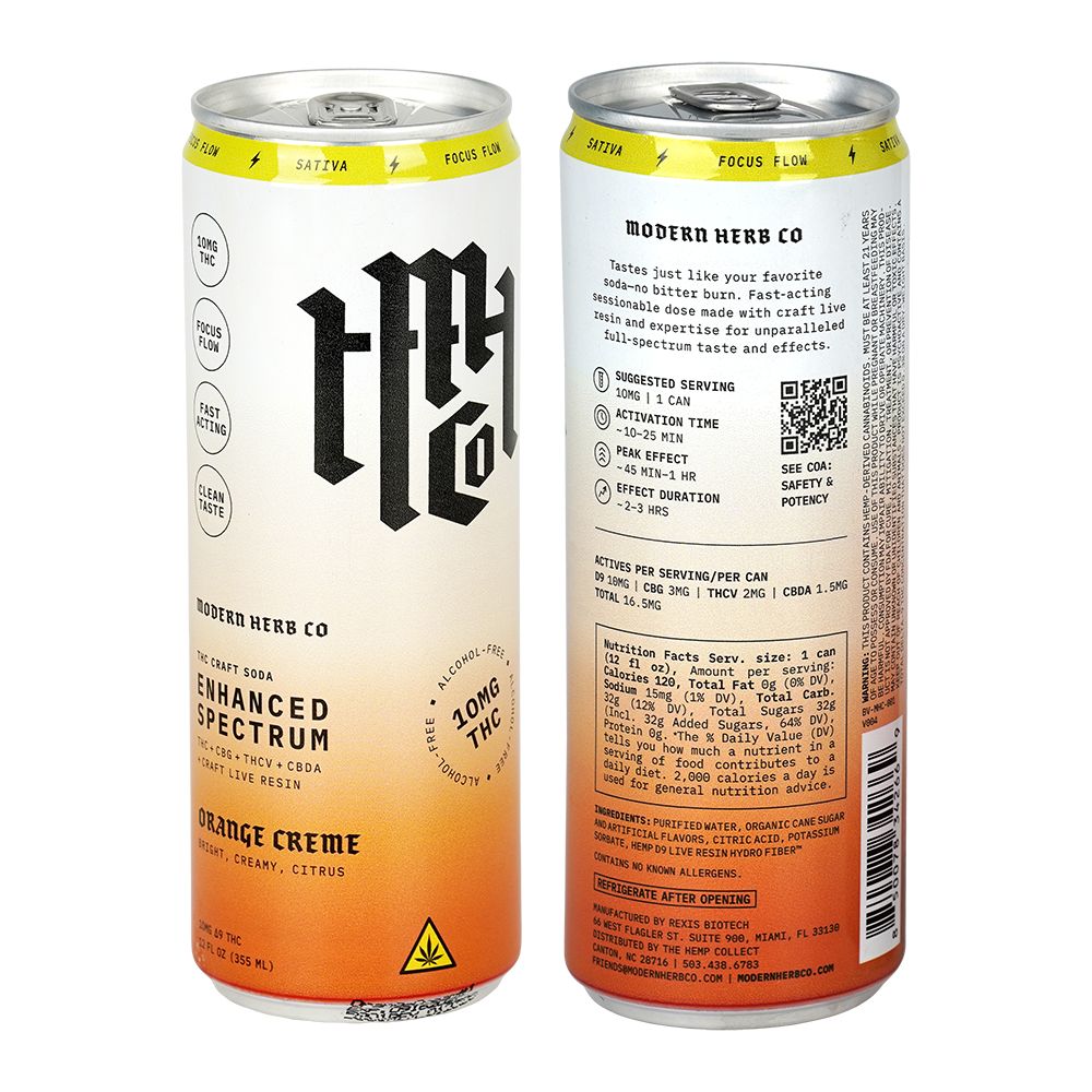 Modern Herb Co D9 THC Blend Craft Soda | 12oz | 10mg | 4ct Pack, BDD Wholesale