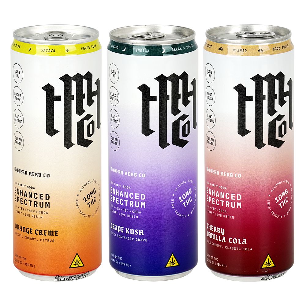 Modern Herb Co D9 THC Blend Craft Soda | 12oz | 10mg | 4ct Pack, BDD Wholesale