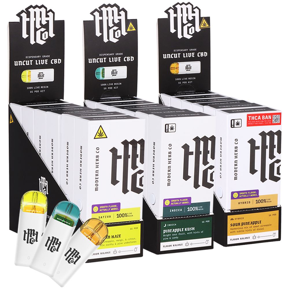 Modern Herb Co Live Uncut CBD Pod Starter Kit | 1g | 6ct Display, BDD Wholesale