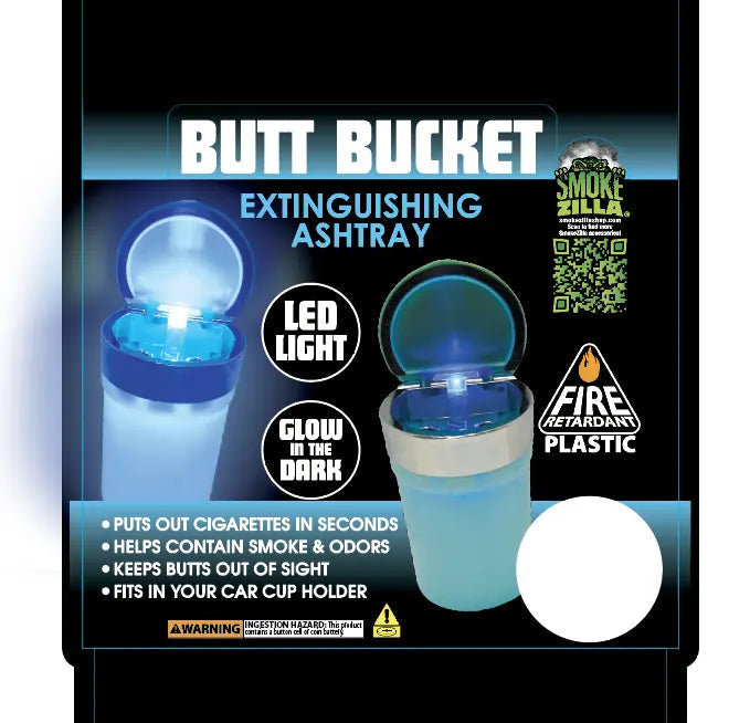 Glow In The Dark Butt Bucket Ashtray With LED Light - 6 Per Retail Ready Wholesale Display 40340 SMOKEZILLA
