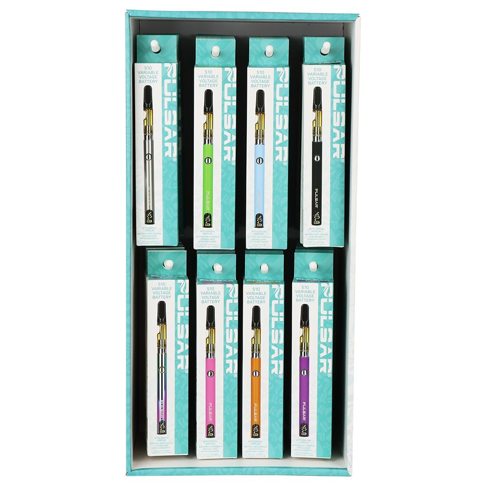 48CT DISPLAY - Pulsar Digital Display Slim VV Click Button 510 Battery - 400mAh / Asstorted Colors, BDD Wholesale