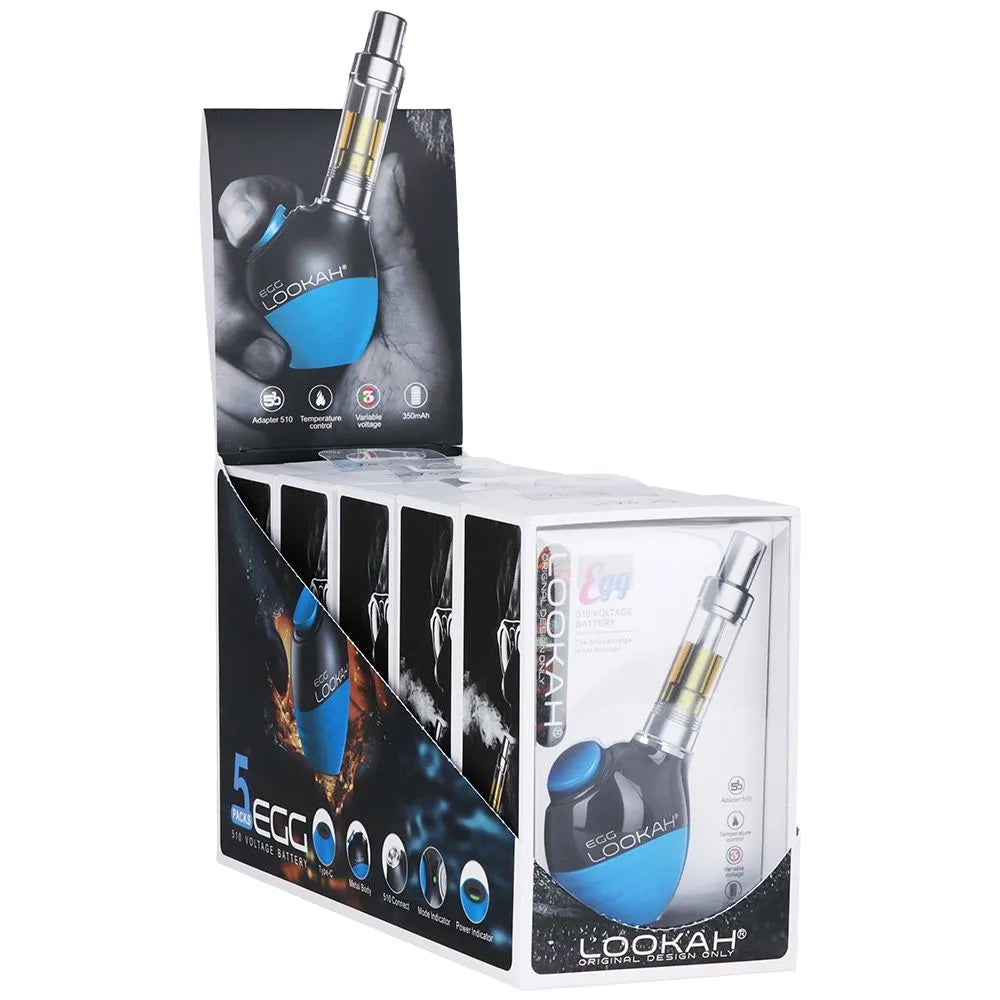 5CT DISPLAY - Lookah Egg Variable Voltage 510 Vape Battery - 350mAh, BDD Wholesale