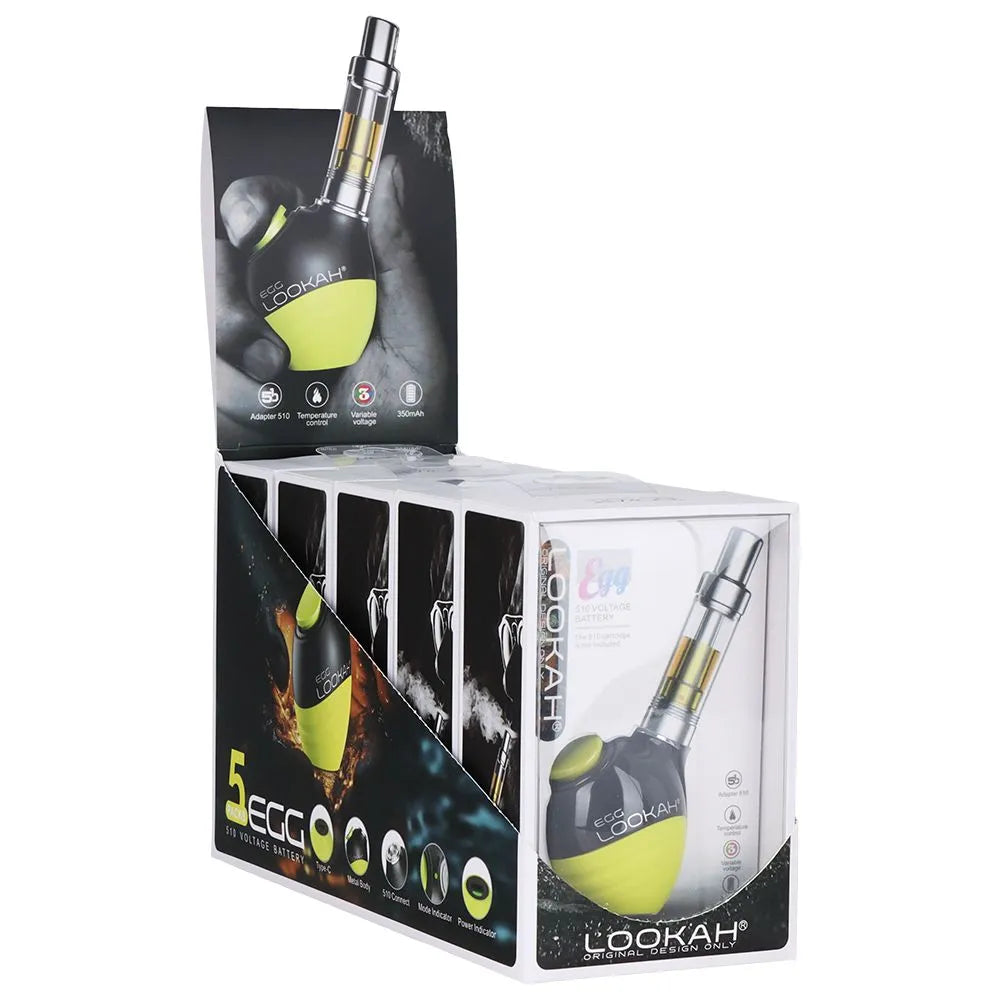 5CT DISPLAY - Lookah Egg Variable Voltage 510 Vape Battery - 350mAh, BDD Wholesale