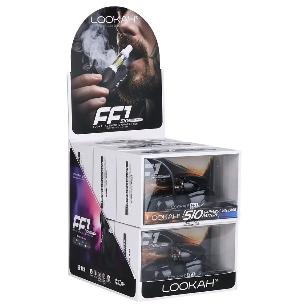 6CT DISPLAY - Lookah FF1 Race Car Variable Voltage 510 Vape Battery -500mAh, BDD Wholesale