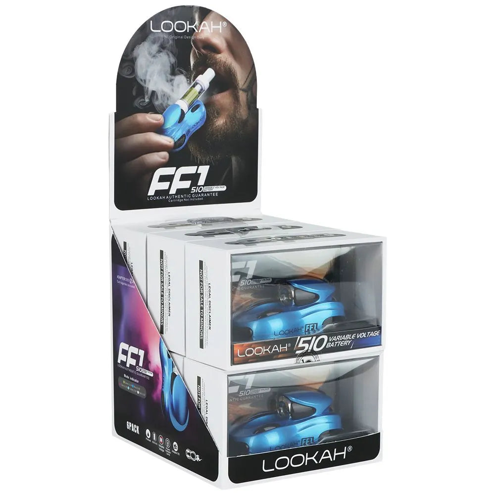 6CT DISPLAY - Lookah FF1 Race Car Variable Voltage 510 Vape Battery -500mAh, BDD Wholesale