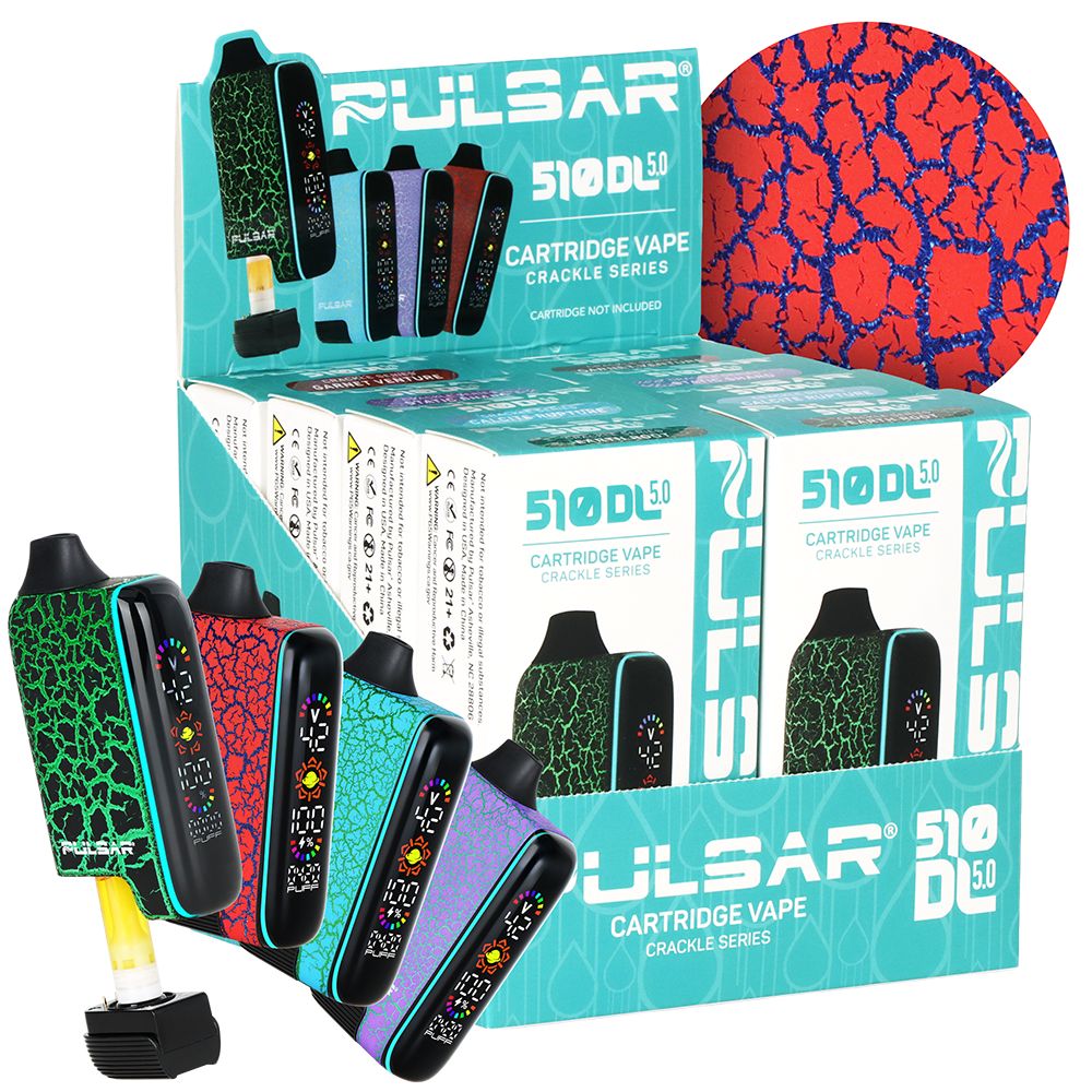 8CT DISPLAY - Pulsar 510 DL 5.0 LCD Screen Vape Bar Crackle Series - 1000mAh / Assorted Colors, BDD Wholesale
