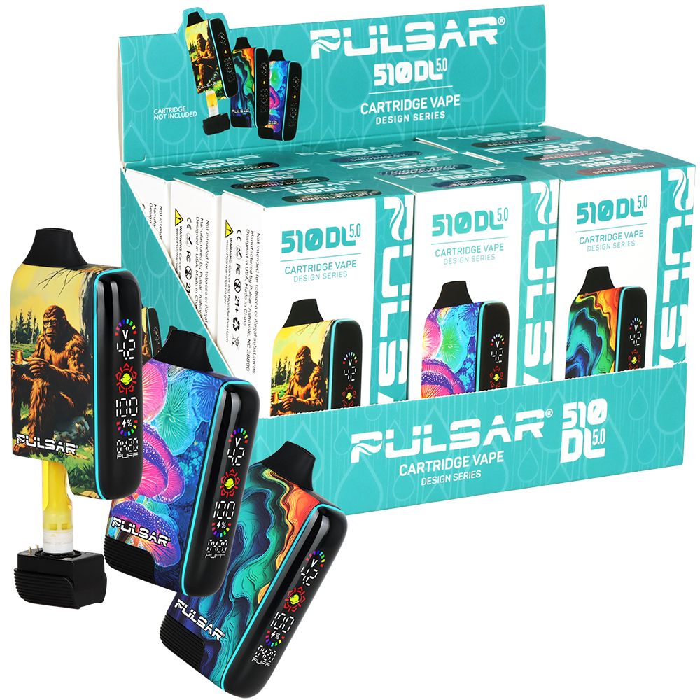 9CT DISPLAY - Pulsar 510 DL 5.0 LCD Screen Vape Bar Design Series - 1000mAh / Assorted Designs, BDD Wholesale