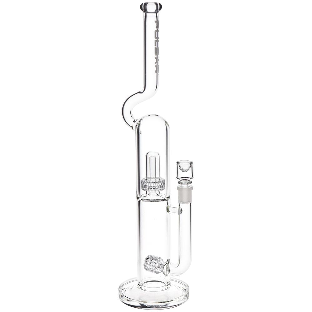 Pulsar Kink Neck Double Chamber Chugger Glass Water Pipe - 17.25" / 14mm F, BDD Wholesale