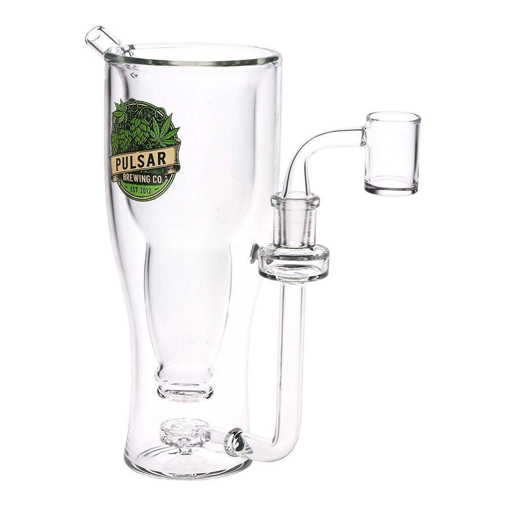 Pulsar Brewing Co Smokeable Beer Mug Glass Dab Rig - 8.5" / 14mm F / 330ml, BDD Wholesale