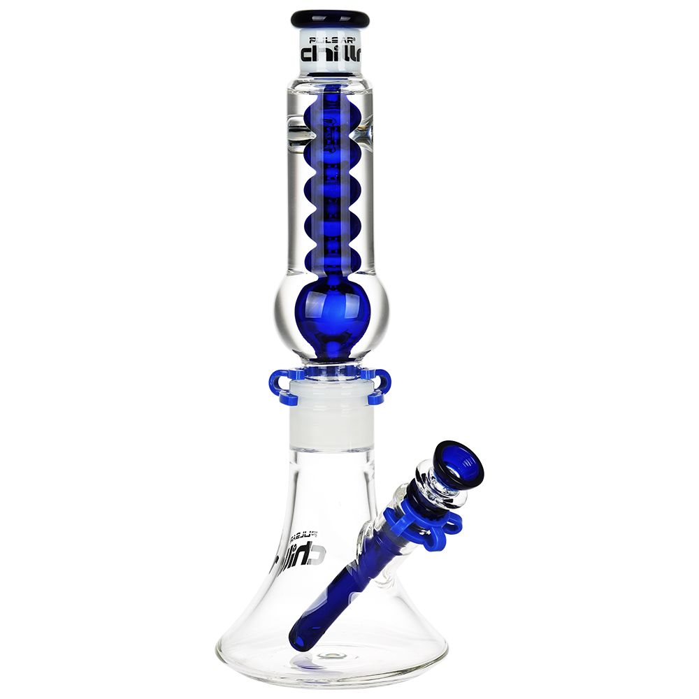 Pulsar Chillr Glycerin Beaker Glass Water Pipe - 13" / 14mm F / Blue, BDD Wholesale