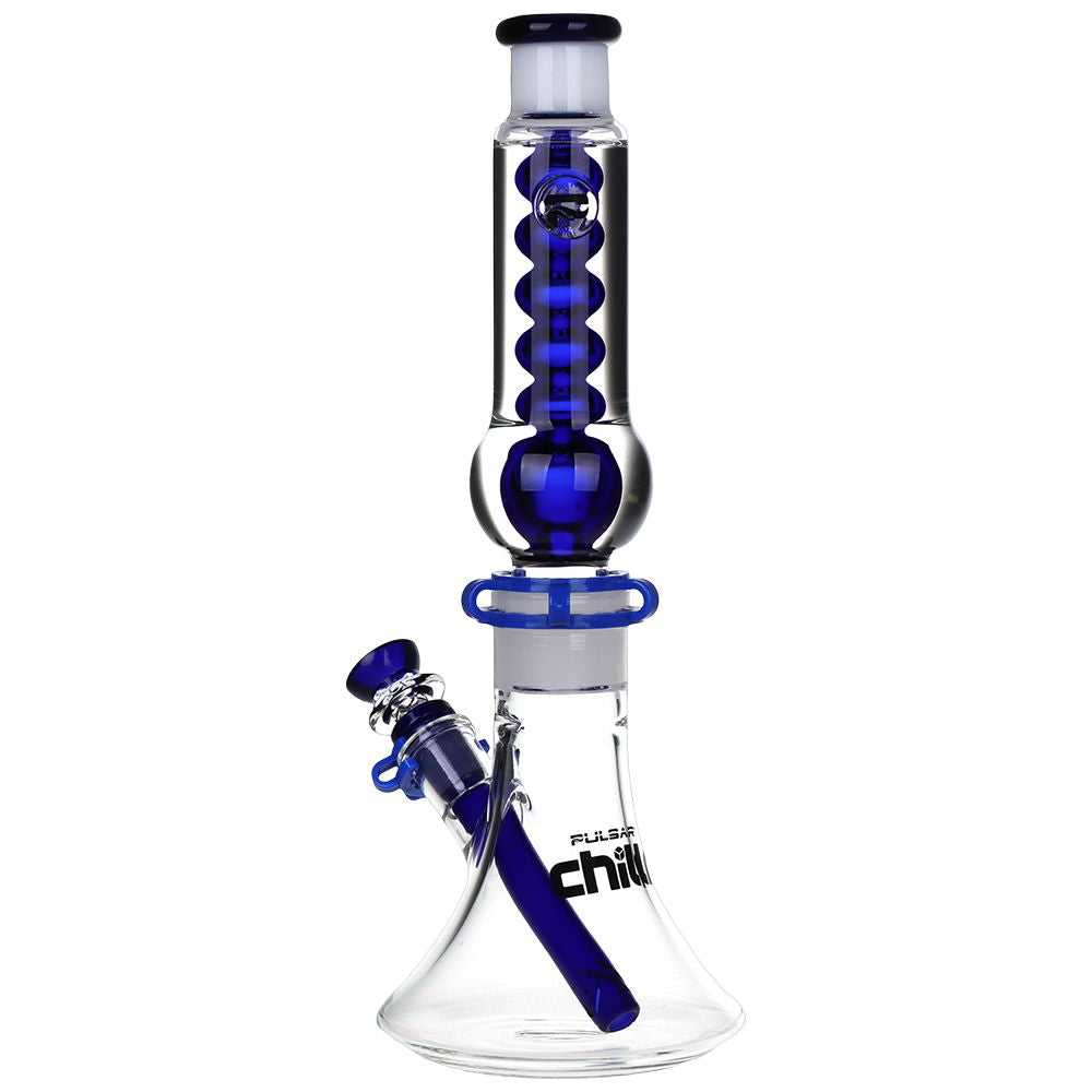 Pulsar Chillr Glycerin Beaker Glass Water Pipe - 13" / 14mm F / Blue, BDD Wholesale