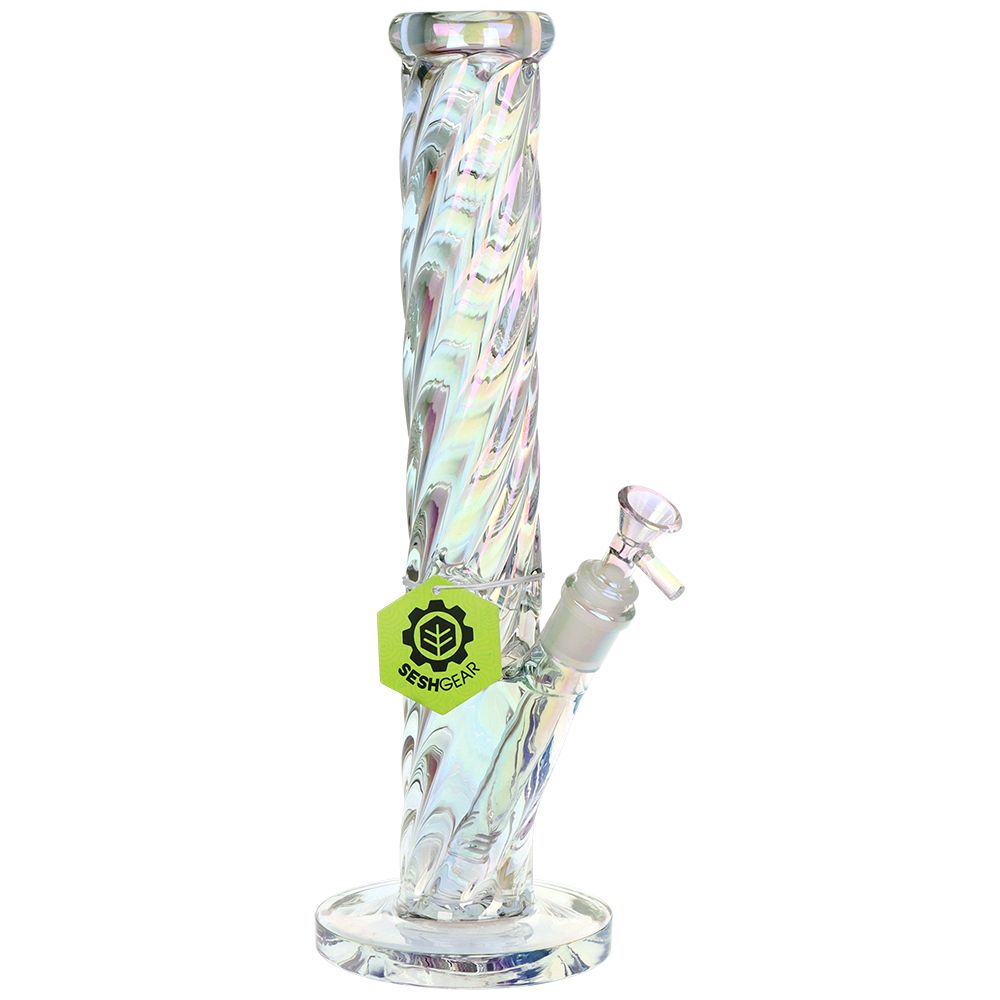 SeshGear Twist Straight Tube Glass Water Pipe - 13.75" / 14mm F, BDD Wholesale