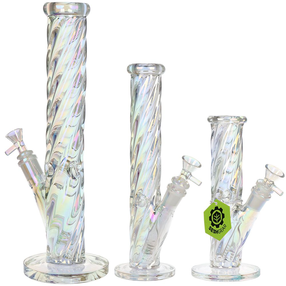 SeshGear Twist Straight Tube Glass Water Pipe - 13.75" / 14mm F, BDD Wholesale