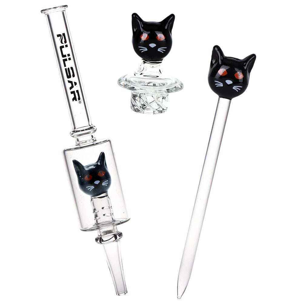 Pulsar Superstitious Kitty Glass Dab Rig Set - 8" / 14mm F, BDD Wholesale