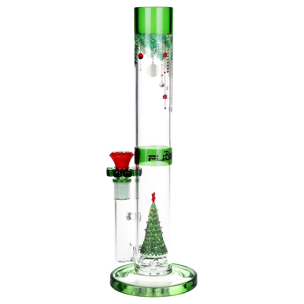 Pulsar Christmas Tree Perc Glass Straight Tube Water Pipe - 13" / 14mm F, BDD Wholesale