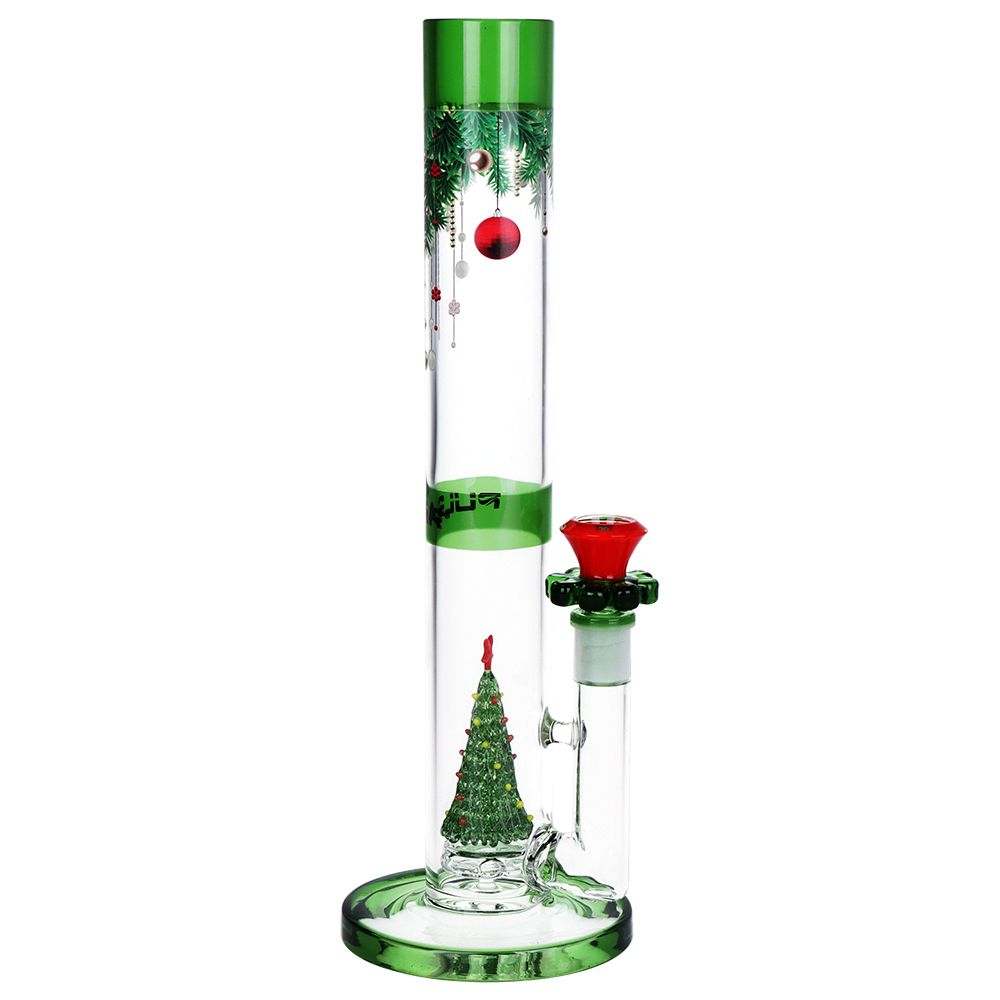 Pulsar Christmas Tree Perc Glass Straight Tube Water Pipe - 13" / 14mm F, BDD Wholesale