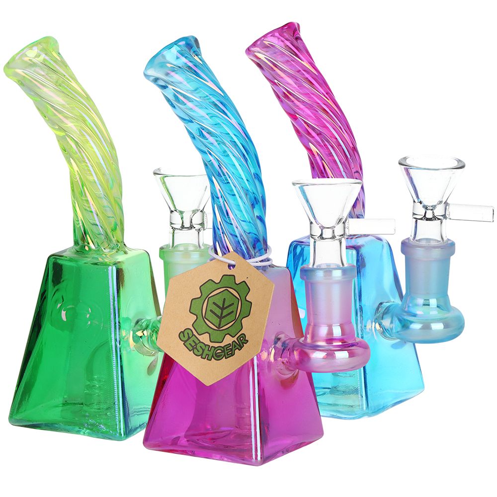 3CT BUNDLE - SeshGear Twisted Up Electroplated Glass Water Pipe - 5.75" / 14mm F, BDD Wholesale